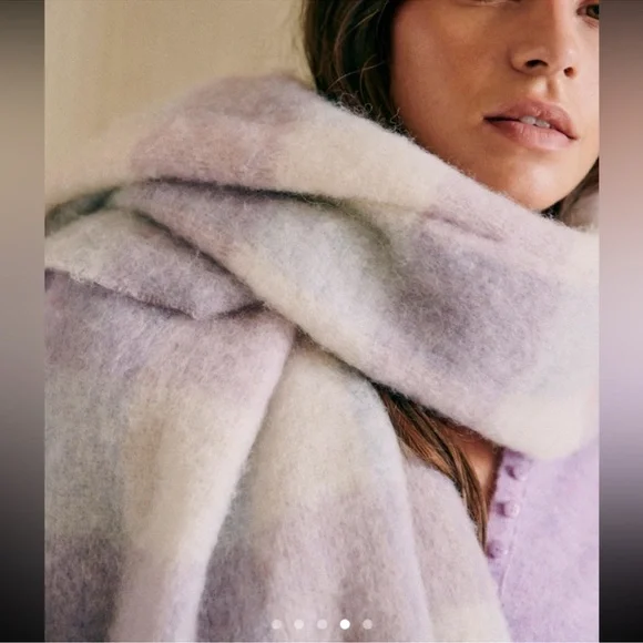 NWT Sezane Louise Scarf, Lilac and Vintage Blue - Picture 2 of 9